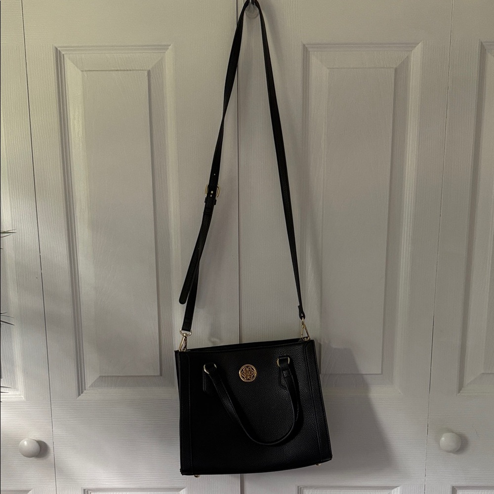 T.J.Maxx Black Crossbody Bag with Gold Accent